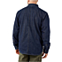 Relaxed fit denim fleece lined snap-front shirt