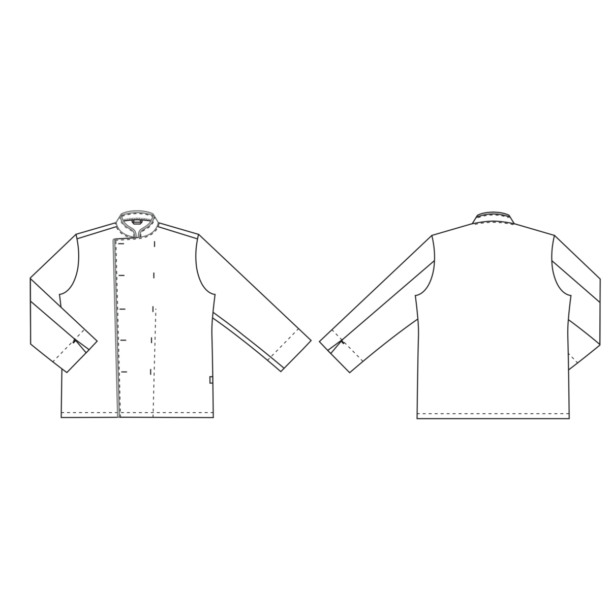 Chef's jacket with cuff and piping, Pipe