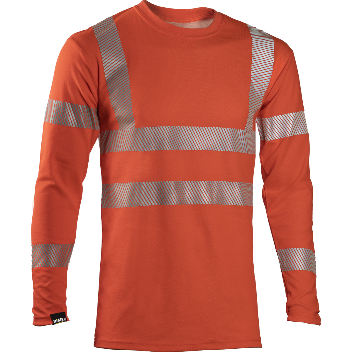 4428 White-red safety t-shirt, long sleeve