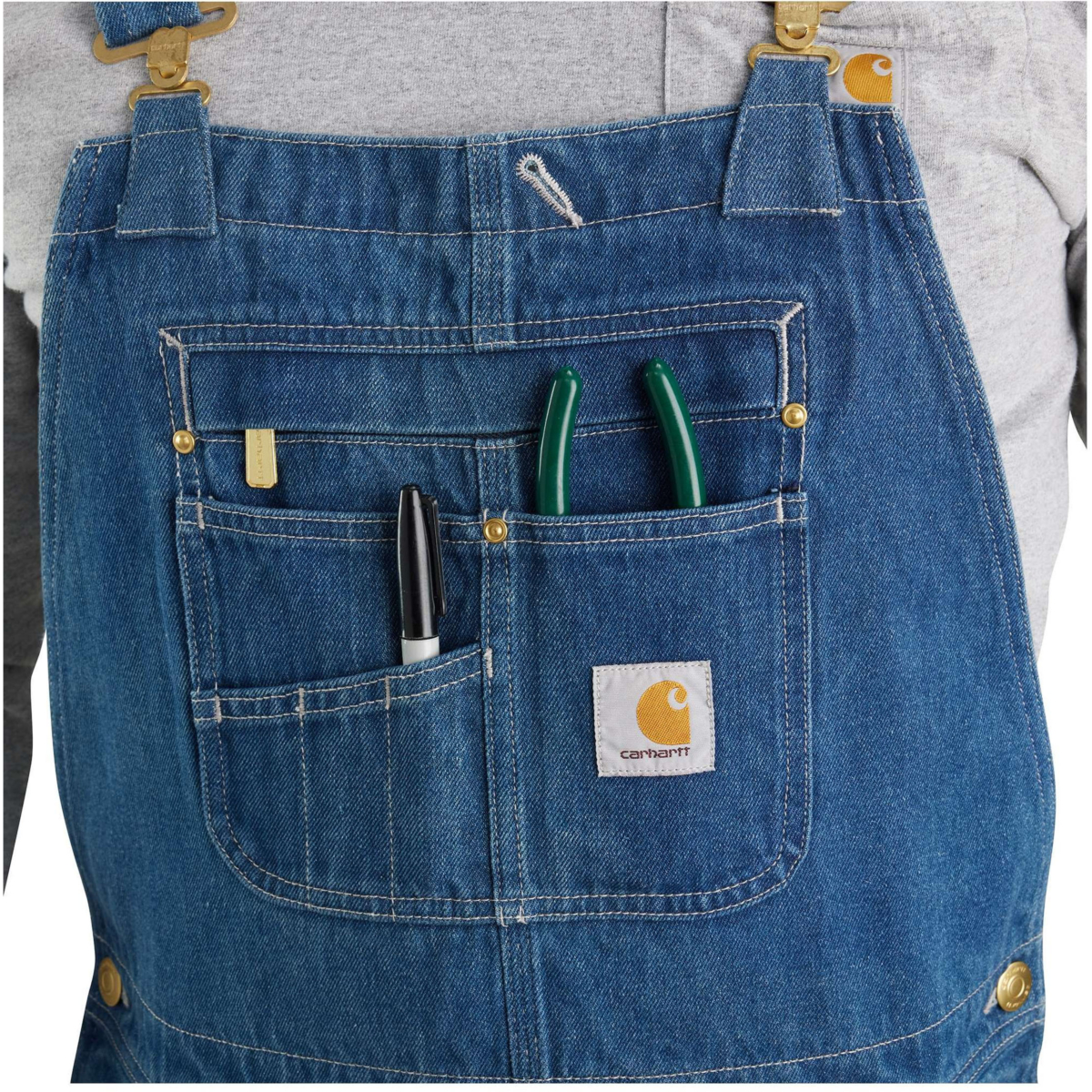 Loose fit denim bib overall