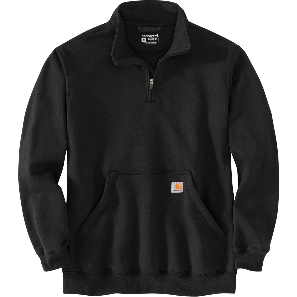 Loose fit midweight quarter zip mock neck sweatshirt