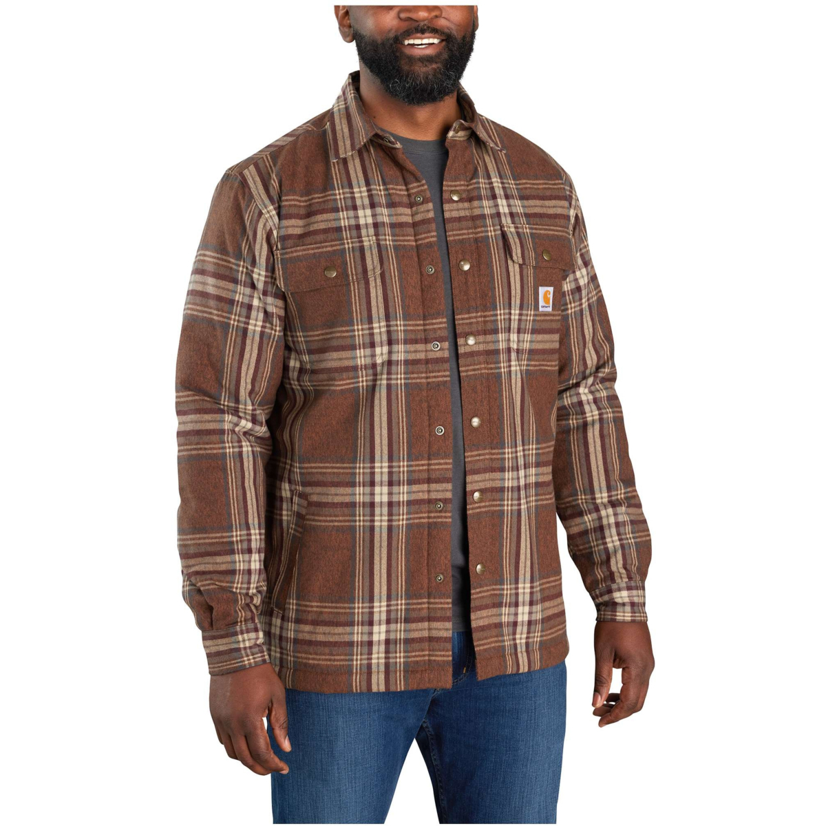 Relaxed fit heavyweight flannel sherpa-lined shirt jac