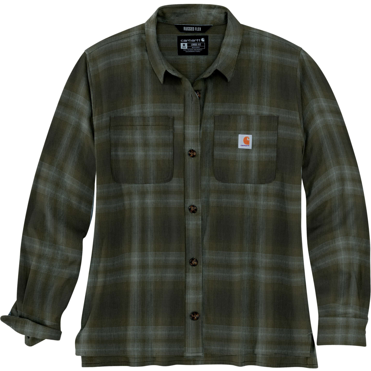 Rugged flex® loose fit midweight flannel long-sleeve plaid shirt