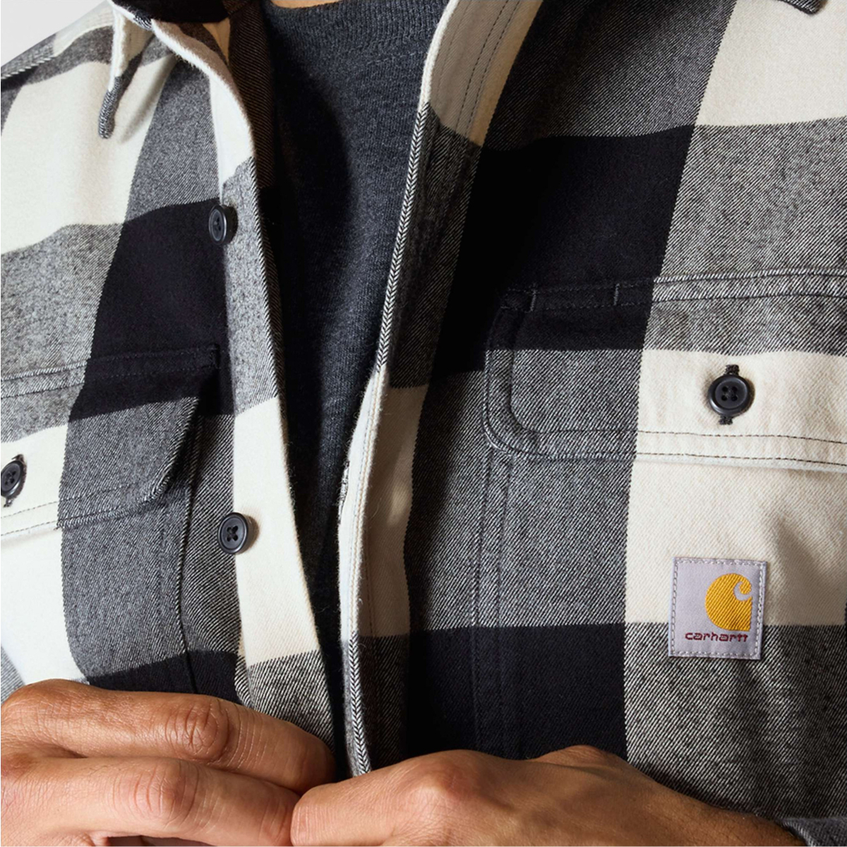 Loose Fit Heavyweight Flannel Long-Sleeve Plaid Shirt