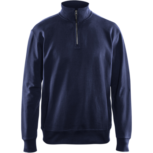 Sweatshirt with half zip-Navy-XS