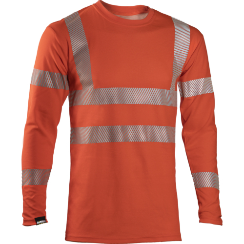 4428 White-red safety t-shirt, long sleeve