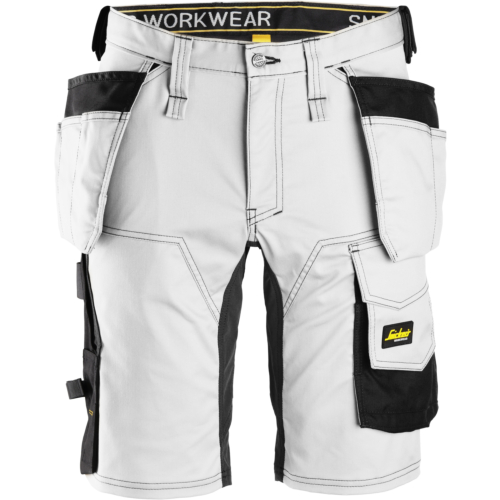 Stretch Shorts Holster Pockets-White/Black-C44