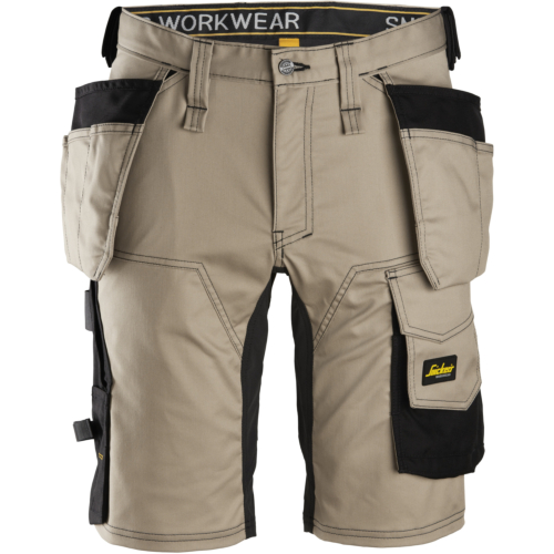 Stretch Shorts Holster Pockets-Khaki/Black-C44