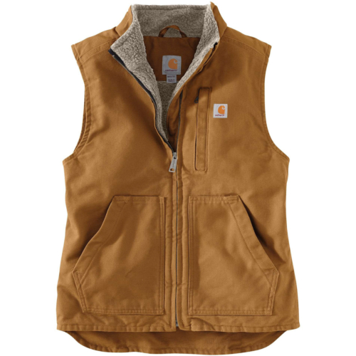Relaxed fit washed duck sherpa lined mock neck vest