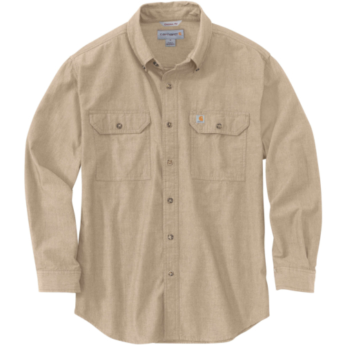 Loose fit midweight chambray long-sleeve shirt
